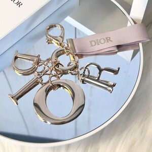 Dior Gold and Pink Ribbon Key Charm holder